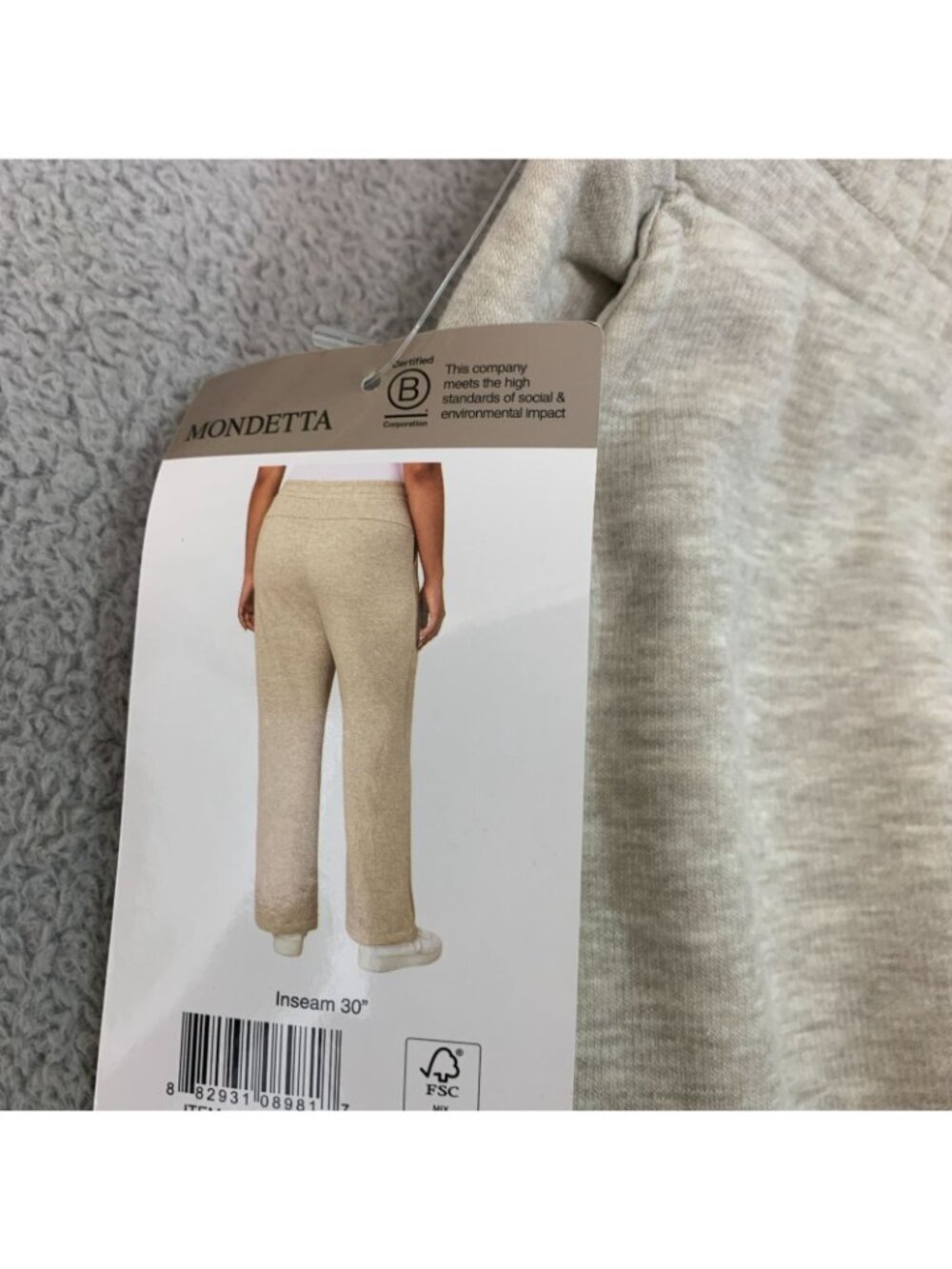 NWT Mondetta Women's XL Fleece Pants Tan Organic Cotton Blend - Picture 10 of 13